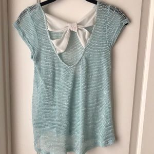 Turquoise crochet shirt